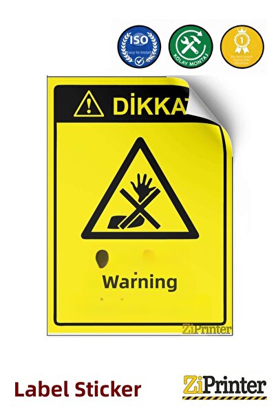 ZiPrinter Attention! Warning Sign Sticker: Do Not Touch the Running Machine 3...