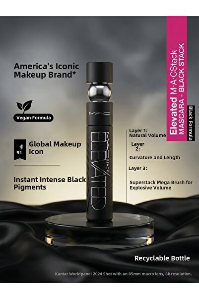 M.A.C Double Sided Brush 36 Hours Long Lasting Black Mascara Volumizing Lifti...