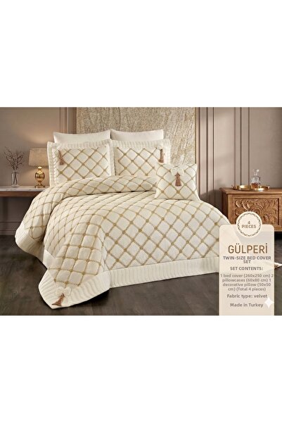 baladı home ev tekstil home collection Gülperi Double Luxury Velvet Bedspread...