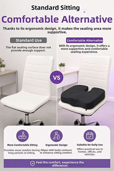 EpiRelax Ergonomic Visco Cushion for Long Sitting Office Car Chair Use