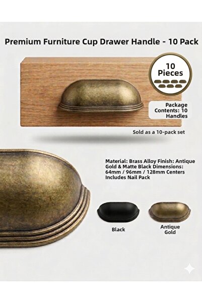 Arion Mâner pentru mobilier, dulap, sertar, vestiar, 96 MM, GALBEN ANTIC, 10 ...
