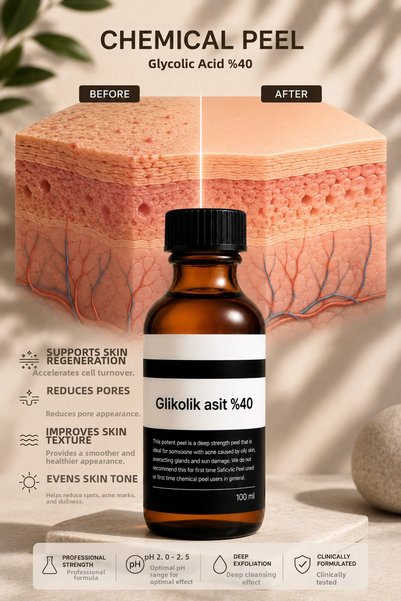 Puredermine Glycolic Acid 40% with Deep Exfoliating Effect for a Cleaner and Healthier Looking Skin with Chemical Peeling