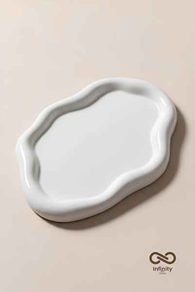 Infinity Art Studio Mineral Concrete Wavy Cloud Plate Decorative Tray • Varni...