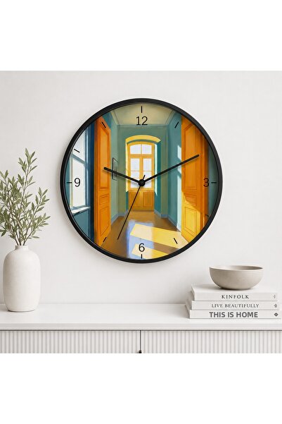 Defkay Ceas de perete din lemn, lucrat manual, colorat, cu design modern și m...