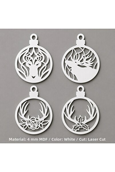 Reysa Tasarım 4-Piece Mdf Snowflake Ornament |   10X6Cm |   Wooden Decor