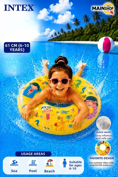 MAİN SHOP Intex Transparent Printed Children's Sea Ring 61 cm 6-10 Years - 3 ...