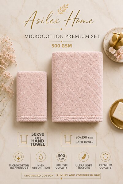 Asilex Home Collection Set de prosoape Microcotton Premium, 2 piese, ultra-mo...