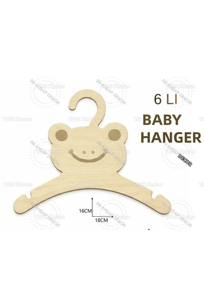 5M AHŞAP DEKOR Wooden Baby Clothes Hanger 18Cmx6 Pieces