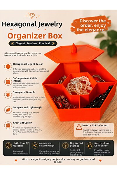 Formera Hexagonal Jewelry Organizer Box – Decorative Jewelry Storage Box with...