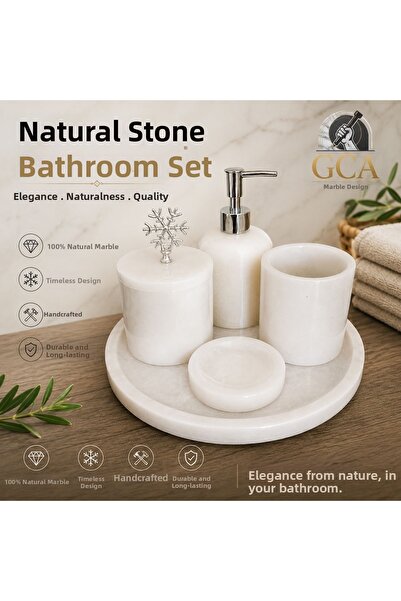 GCA MERMER TASARIM Gca Premium Gray Marble Bathroom Set 5 Pieces