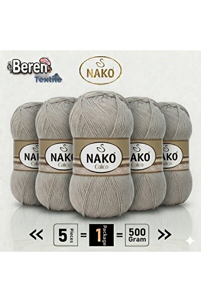 NAKO Calico- 10693 Mink- 5-Pack - 100Gr/240M - Hand Knitting Yarn - Amigurumi...