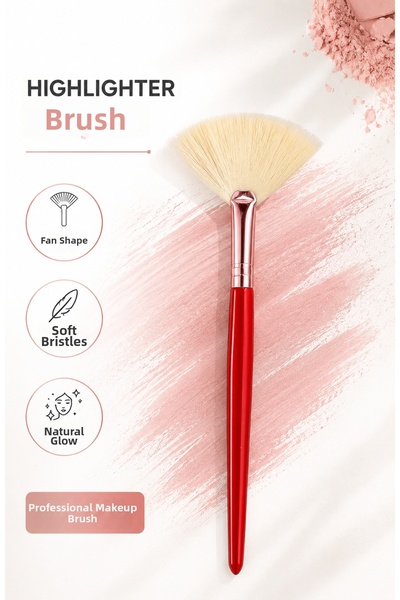 MAQYA KOZMETİK Professional Fan Highlighter Brush - Soft Bristle Illuminating...