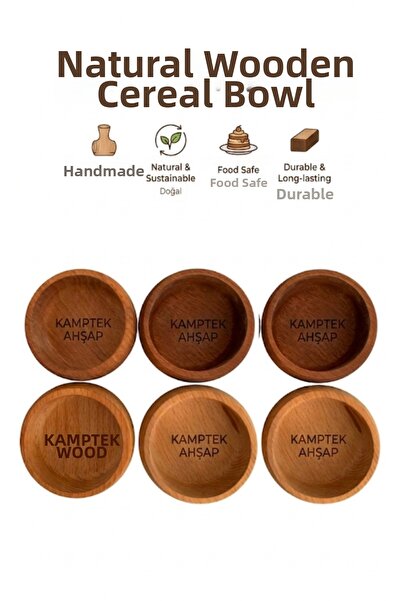 kamptek kamp teknolojisi Kamptek Wooden Snack Bowl Set - Natural Wood Oak Pre...