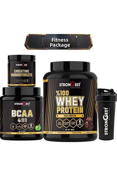 STRONGEST Fitness Package, Chocolate Flavored Whey Protein, Creatine, Bcaa, a...