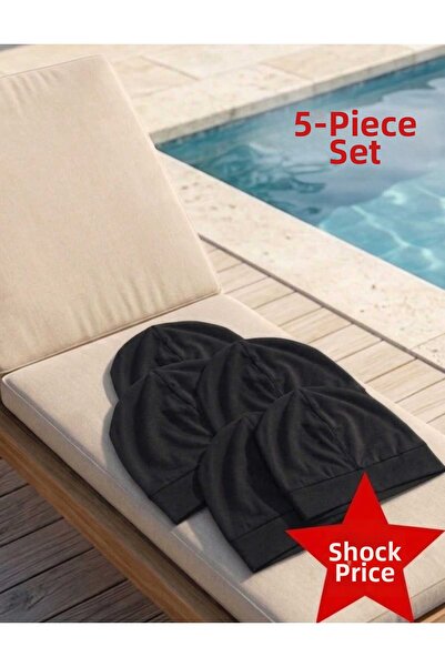 SUERTO 5-Pack Black Lycra Fabric Swimming and Pool Cap (5 Pieces)