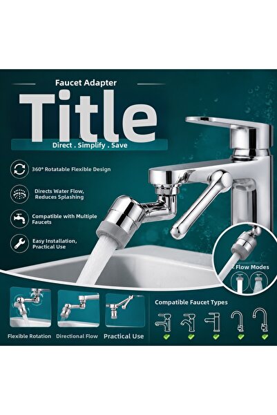 Ufak Tefek Şeyler 1080 Degree Rotatable Robot Arm Faucet Head - Dual Function...