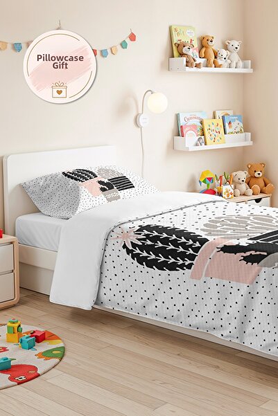 Evimde Bambaşka Kaktüs Nordic Young Room Single Pique Set - Powder Gray 160X2...
