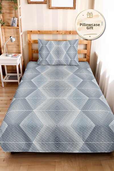 Evimde Bambaşka Blue Geometric Young Room Single Pique Set - Gray Modern 160X...