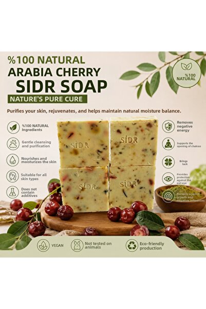 lunoria beauty 100% Natural Sidr Soap 500 Gr (4 Pieces) – Handmade, with Arab...