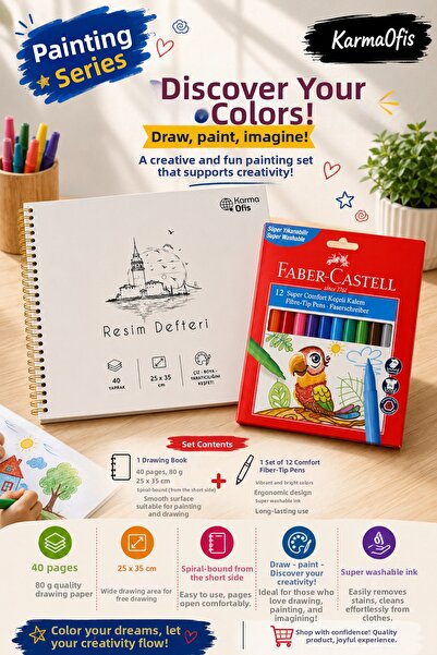 Faber Castell Painting Series White 25X35 cm 40 Sheets Drawing Pad and Faber-...