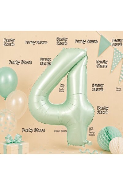 Parti Dükkanı 16 Inch 36 cm Green 4 Number Foil Balloon Birthday Age Balloon ...