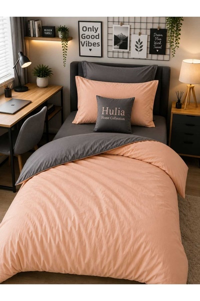hulia home طقم غطاء لحاف مع ملاءة مطاطية، مقاس فردي، ذو وجهين، ناعم الملمس، م...