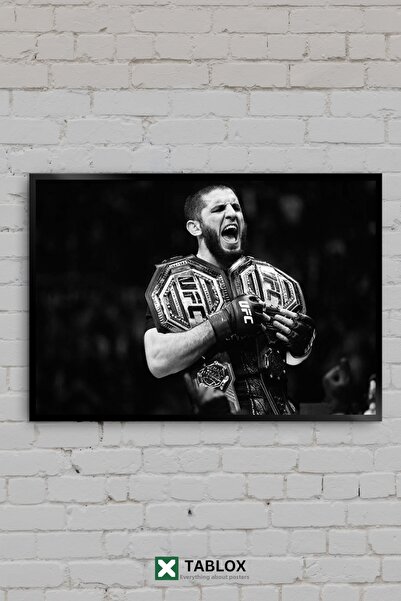 TABLOX Islam Makhachev UFC MMA Curea de campion Negru Alb Aspect decorativ Ca...