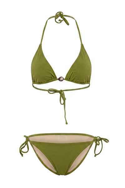 Trendyol Collection Set bikini cu talie normală, acoperit cu triunghi verde, ...