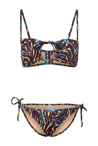 Trendyol kolekcija Bikini set sa zebrastim uzorkom, bez naramenica, sa detalj...