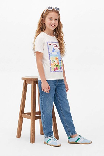 TRENDYOLKIDS Blugi Mom pentru fete albastre TKDSS26JE00007