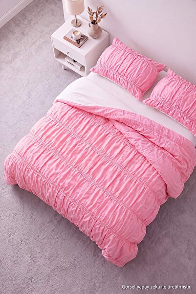 TRENDYOLMİLLA HOME Roza set navlaka za poplun sa dvostrukim vezicama TPHSS26C...