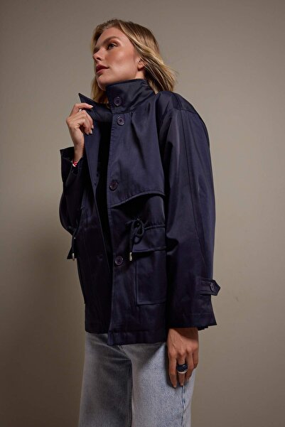 Trendyol Collection Navy Blue Oversize Trench Coat Twoaw27Tr00026