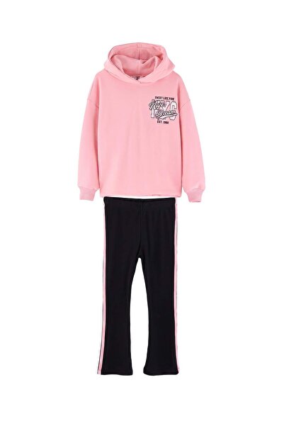 TRENDYOLKIDS Set de top și pantaloni tricotați uni roz - TKDAW27AU00010