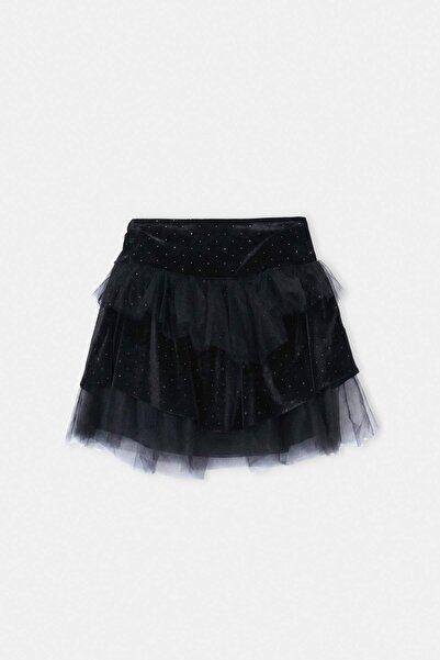 TRENDYOLKIDS Fustă mini din catifea pentru fete negre TKDAW27ET00002