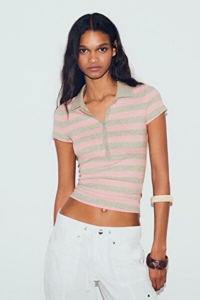 Bershka Çizgili kısa kollu polo