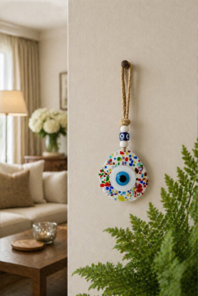 KHAKMA Color Harmony Dekoratif Cam Nazar Boncuğu Duvar Süsü Kapı Süsü – Renkl...