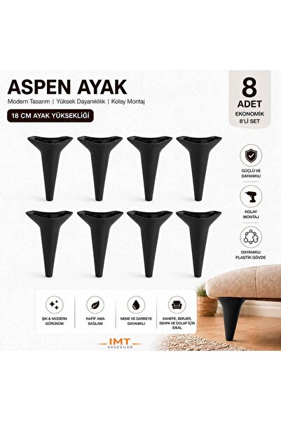 İMT AKSESUAR Aspen 20 cm (8'li Set) Koltuk Baza Dolap Tv ünitesi Yatak Odası ...