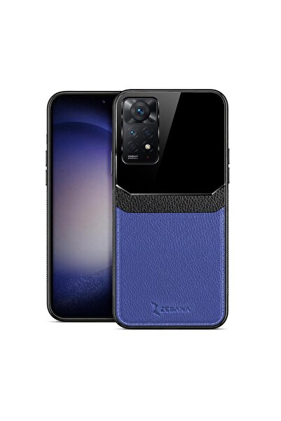 Zebana Xiaomi Redmi Note 11S Uyumlu Kılıf Lens Deri Kılıf Lacivert