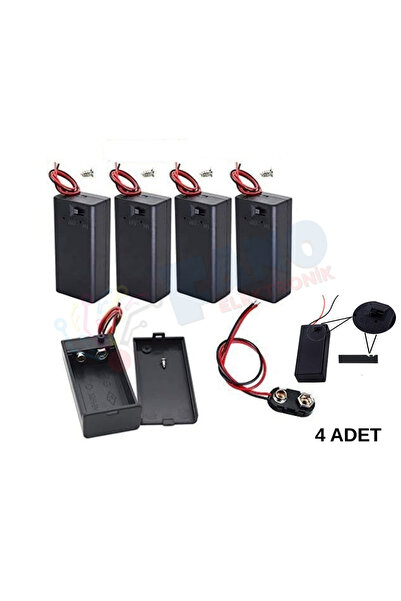 FANO Elektronik -(4 Adet)-9 Volt Pil Yuvası Kapaklı Switchli Aç Kapa Özelliği