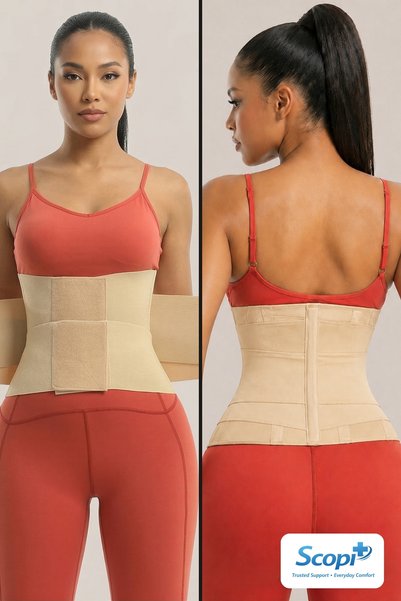 SCOPİ Women's Premium Waist Corset Waist Trainer Waist Belt Belly Tummy Shaper Hourglass Look Wrap-Around Waist Double-Banded Adjustable Hook and Loop Breathable S-3Xl Compatible