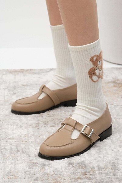 Mio Gusto Γυναικεία παπούτσια Cameron Mink Color T-Banded Loafers