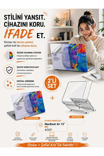 Mcstorey Macbook Air M1 Kılıf 13inç Yapıştırma Sticker A2337 Ile Uyumlu Lapto...