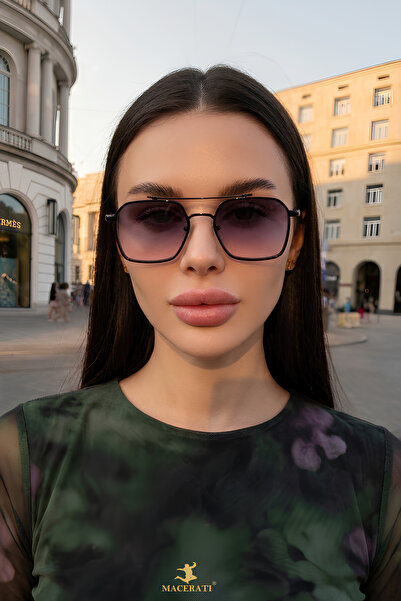 MACERATİ Unisex Uv400 Smoked Yellow Glass Sunglasses
