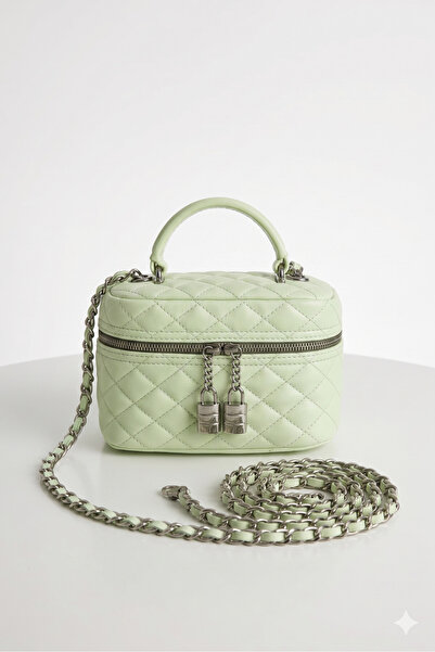 H&D COLLECTİON Mınt Green Faux Leather Almira Γυναικεία Τσάντα χιαστί Κρέμα