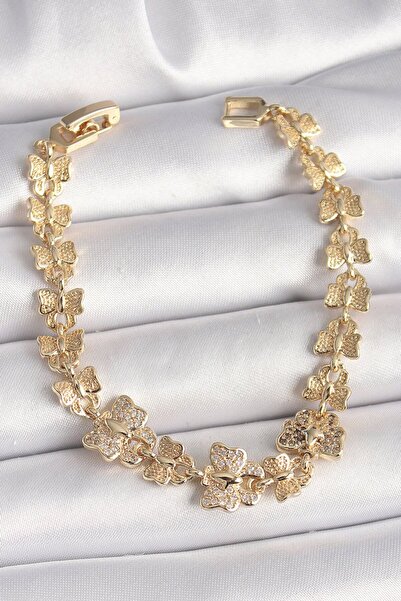 Skygo Brass Gold Color Zircon Stone Butterfly Model Chain Women's Bracelet - ...