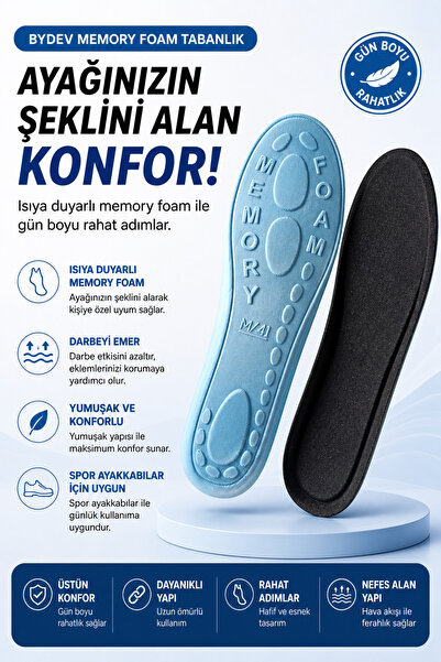 Bydev Taban ByDev Memory Foam Ortopedik Tabanlık ile gün boyu rahat adımlar!