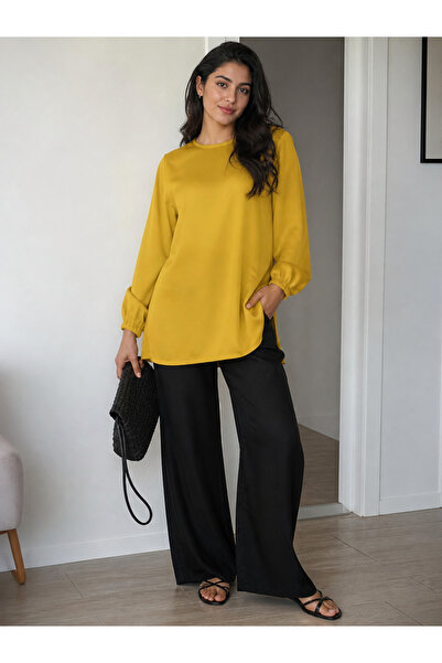 RUMMAN STORE özel dikim. Sarı İpek hafif ve yumuşacık tunik. Yazlık gömlek.