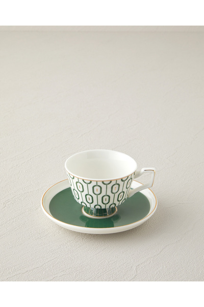 English Home Octavia New Bone China 4 Parça 2 Kişilik Kahve Fincan Takımı 90 ml Koyu Yeşil