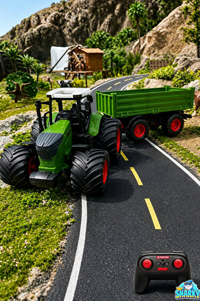 SHARKY Oyuncak 2.4GHz Uzaktan Kumandalı 1:24 Ölçek Şarjlı Rc Römorklu Traktör...