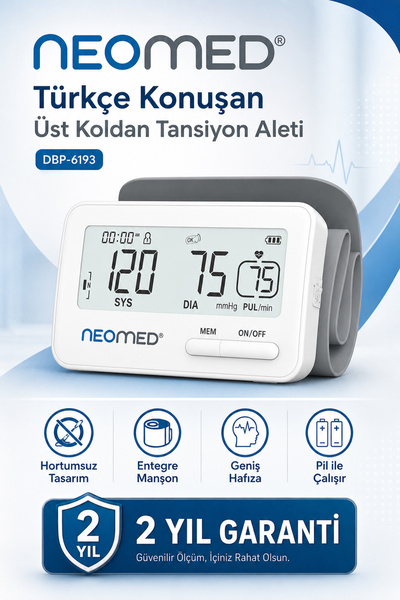 neomed DBP-6193 Türkçe Konuşan Entegre Manşonlu Üst Koldan Dijital Tansiyon Aleti- Hortumsuz Tasarım